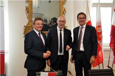 I presidenti Platter, Rossi e Kompatscher: aiuti dall'Euregio per la ricostruzione dopo il terremoto