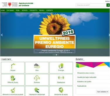 La homepage del nuovo portale dedicato all'ambiente