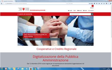 Il nuovo portale provinciale dedicato alle cooperative e al credito regionale