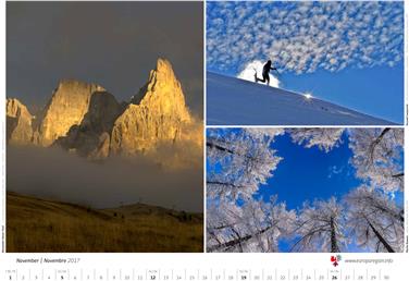 Calendario dell'Euregio 2017. Utilizzate immagini di fotografi non professionisti scelte con un concorso