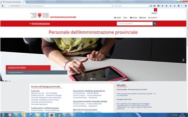 Nuova pagina web per il personale provinciale