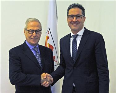 Primo incontro a Bolzano del presidente Kompatscher con il nuovo questore Racca (Foto USP/mgp)