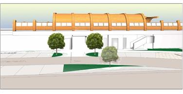 Il rendering esterno della futura stazione ferroviaria di San Giacomo