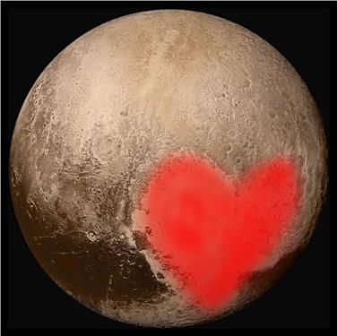 Serata di S.Valentino sotto le stelle al Planetarium Alto Adige. Plutone e il suo cuore (Foto: NASA/David Gruber)