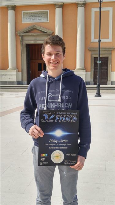 Philipp Goller del liceo "Fallmerayer" di Bressanone medaglia di bronzo alle Olimpiadi della fisica (Foto USP/Matthias Ratering)